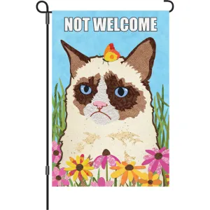 12 in. Funny Cat Garden Flag - Not Welcome