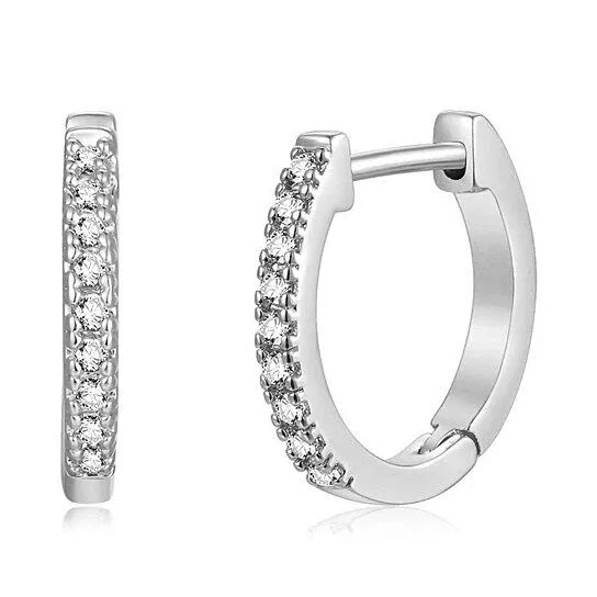 14K Gold Plated Cubic Zirconia Cuff Huggie Earrings