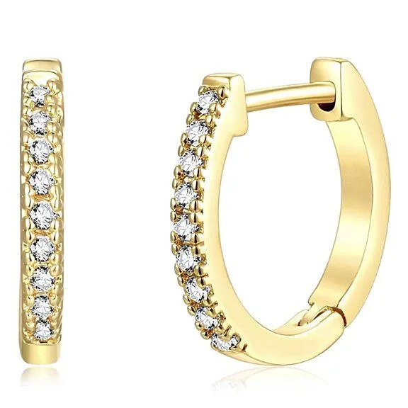 14K Gold Plated Cubic Zirconia Cuff Huggie Earrings