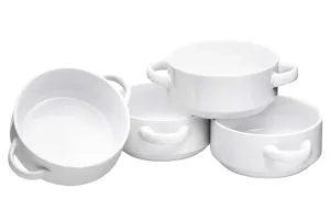 19oz Ceramic Soup Bowls with Handles - Oven Safe Bowls for French Onion Soup, White Oven