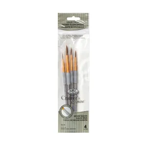 4-Pack Brown Taklon Round Paintbrushes