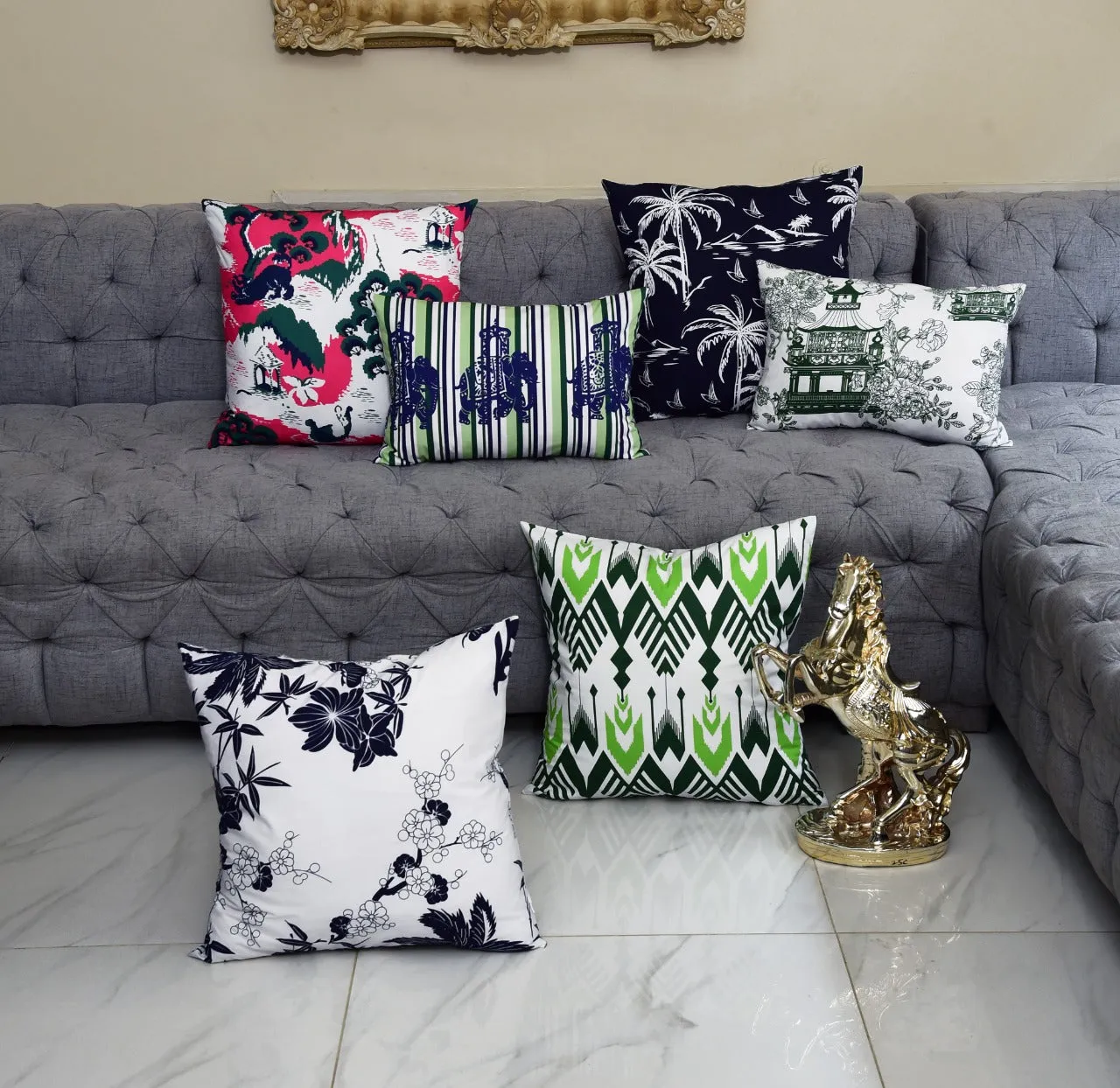 6 PCs Digital Printed Cotton Cushions- Heritage