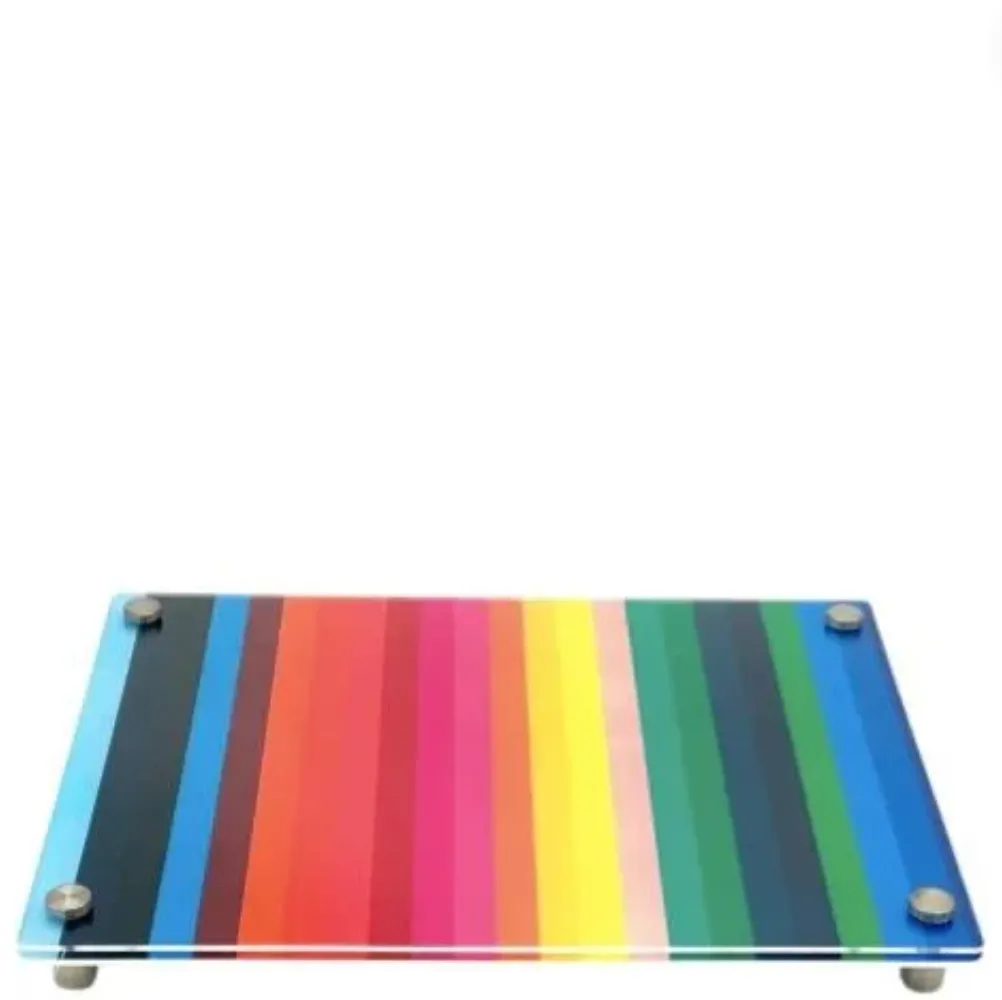 Acrylic Rainbow Stripes Cheese Board with Legs