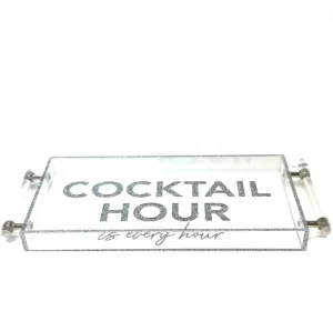 Acrylic Tray Cocktail Hour Silver