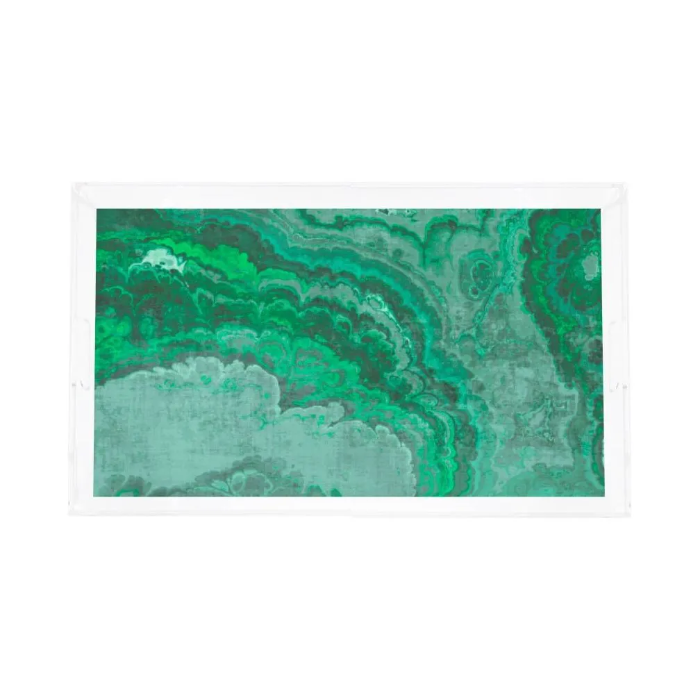 Agate Malachite Acrylic Vanity Tray 12.25X7.75