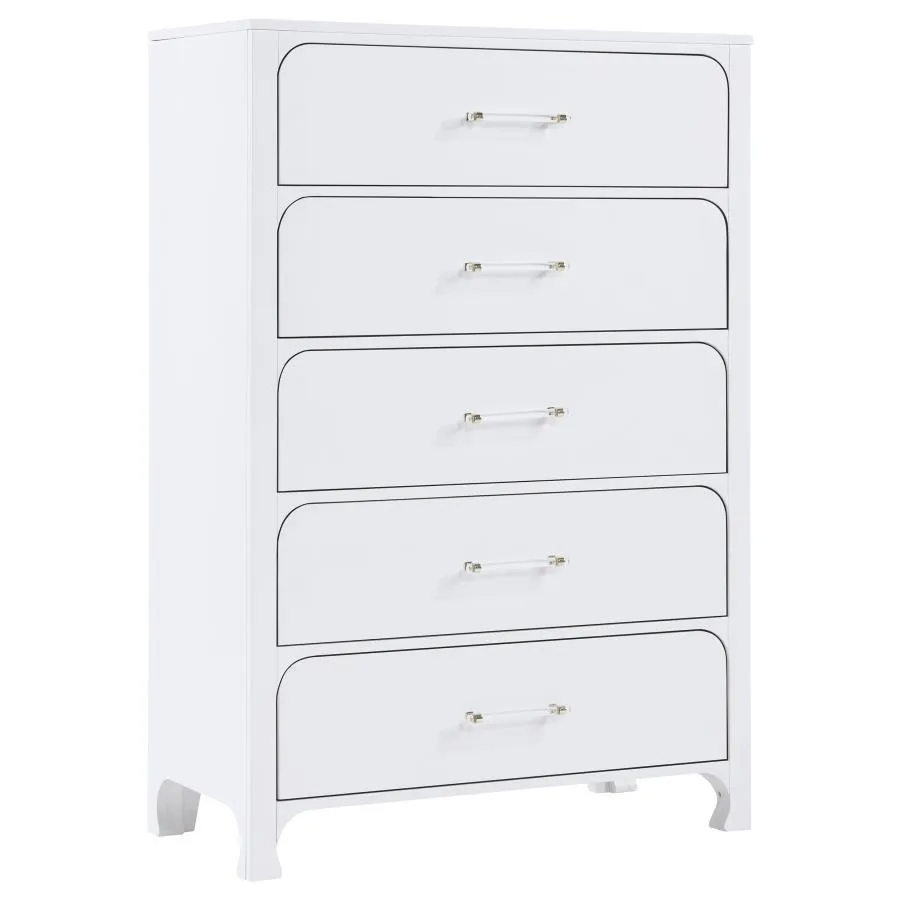 Anastasia - 5-Drawer Bedroom Chest - Pearl White