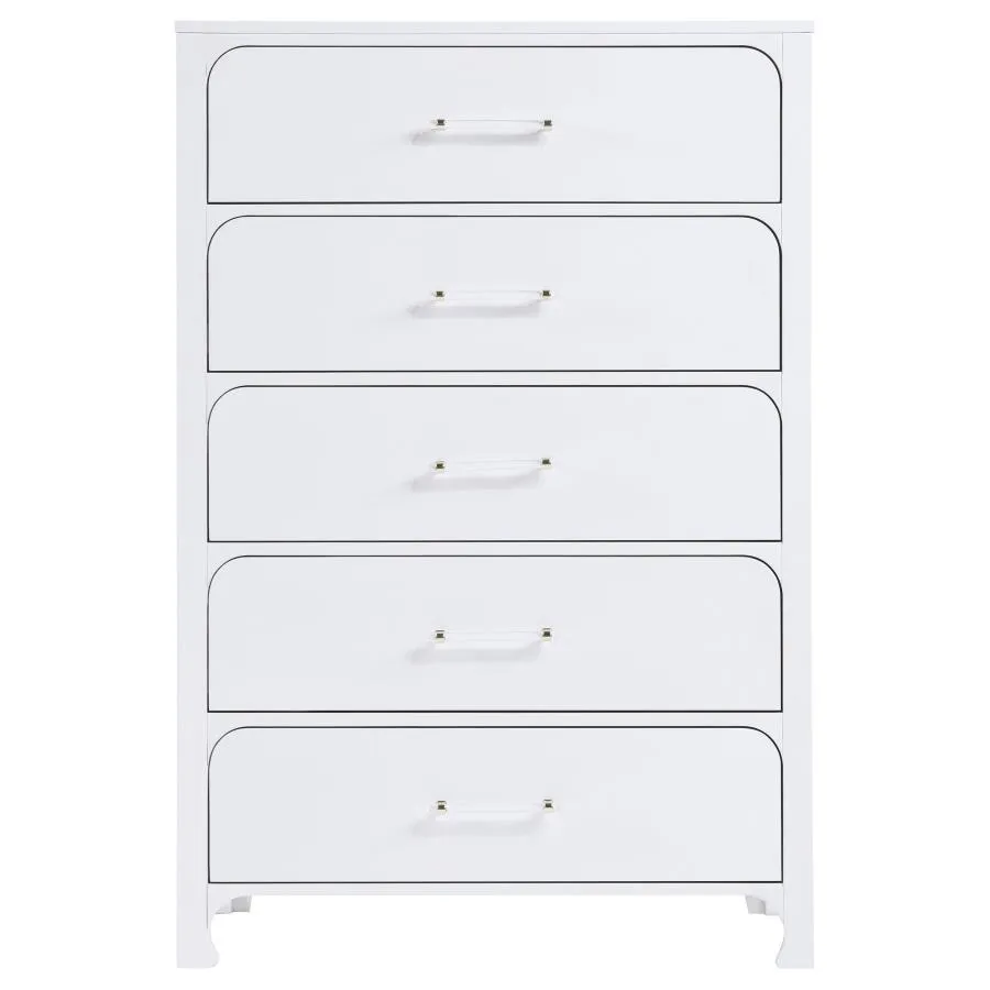 Anastasia - 5-Drawer Bedroom Chest - Pearl White