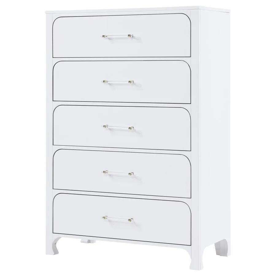 Anastasia - 5-Drawer Bedroom Chest - Pearl White