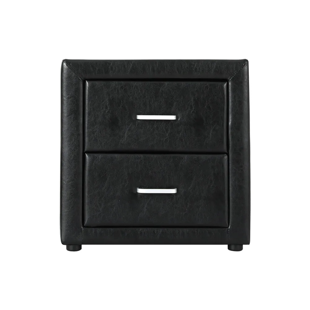 Artiss PVC Leather Bedside Table - Black