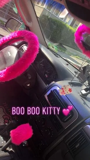 Barbie Pink fuzzy faux fur car steering wheel cover