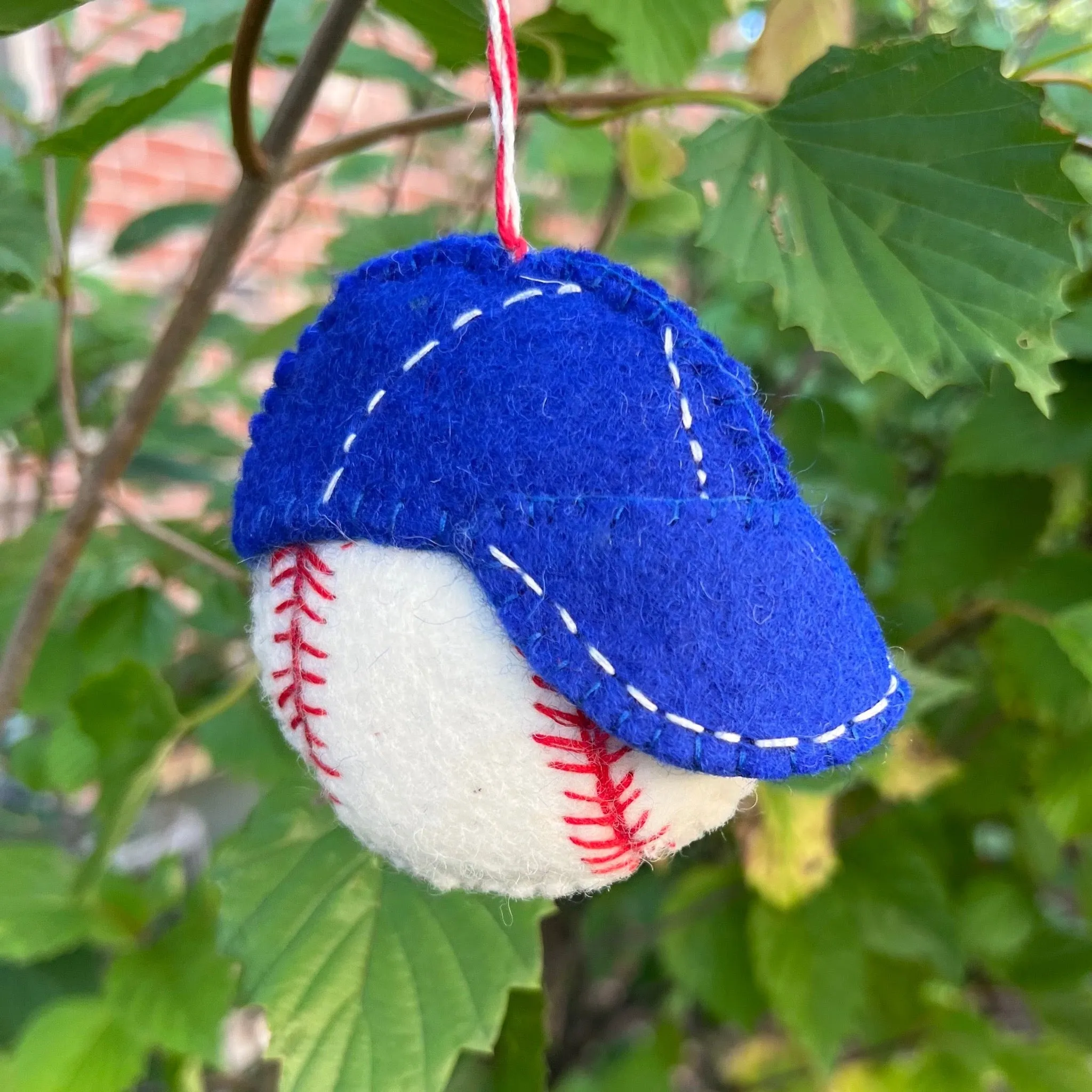 Baseball Cap Ornament, Felt Wool