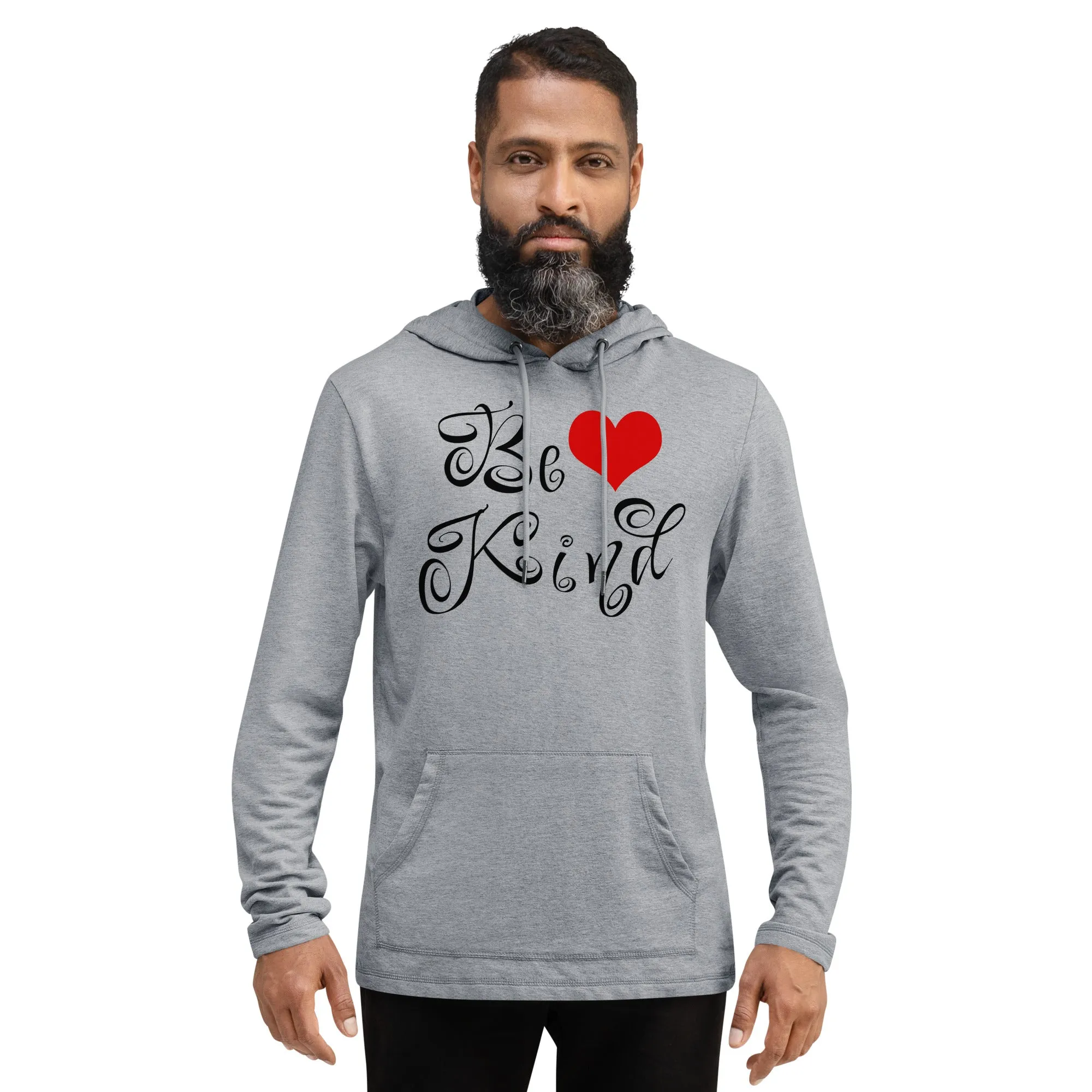 Be Kind Red Heart - Unisex Lightweight Hoodie, comfy, soft, fun