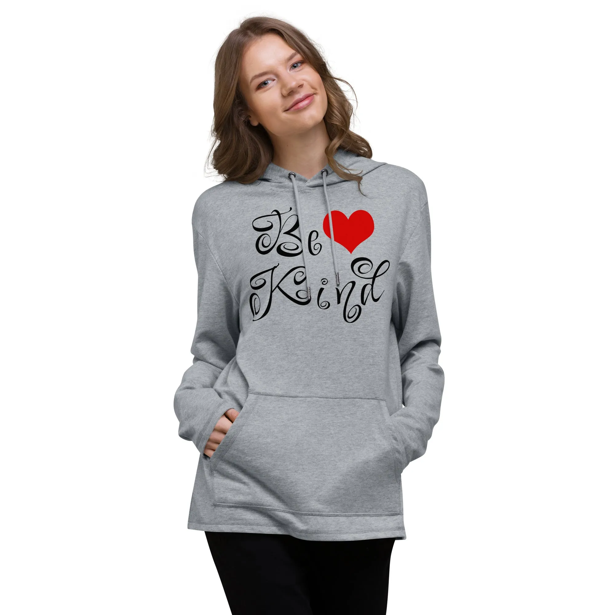 Be Kind Red Heart - Unisex Lightweight Hoodie, comfy, soft, fun