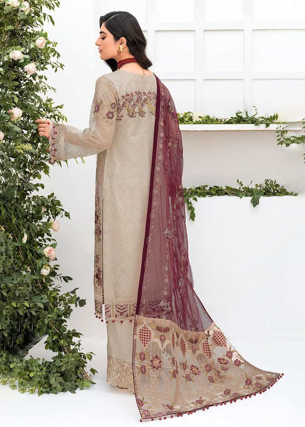 Beige Organza Suit - Ramsha Minhal Collection Vol 8 - #M-806