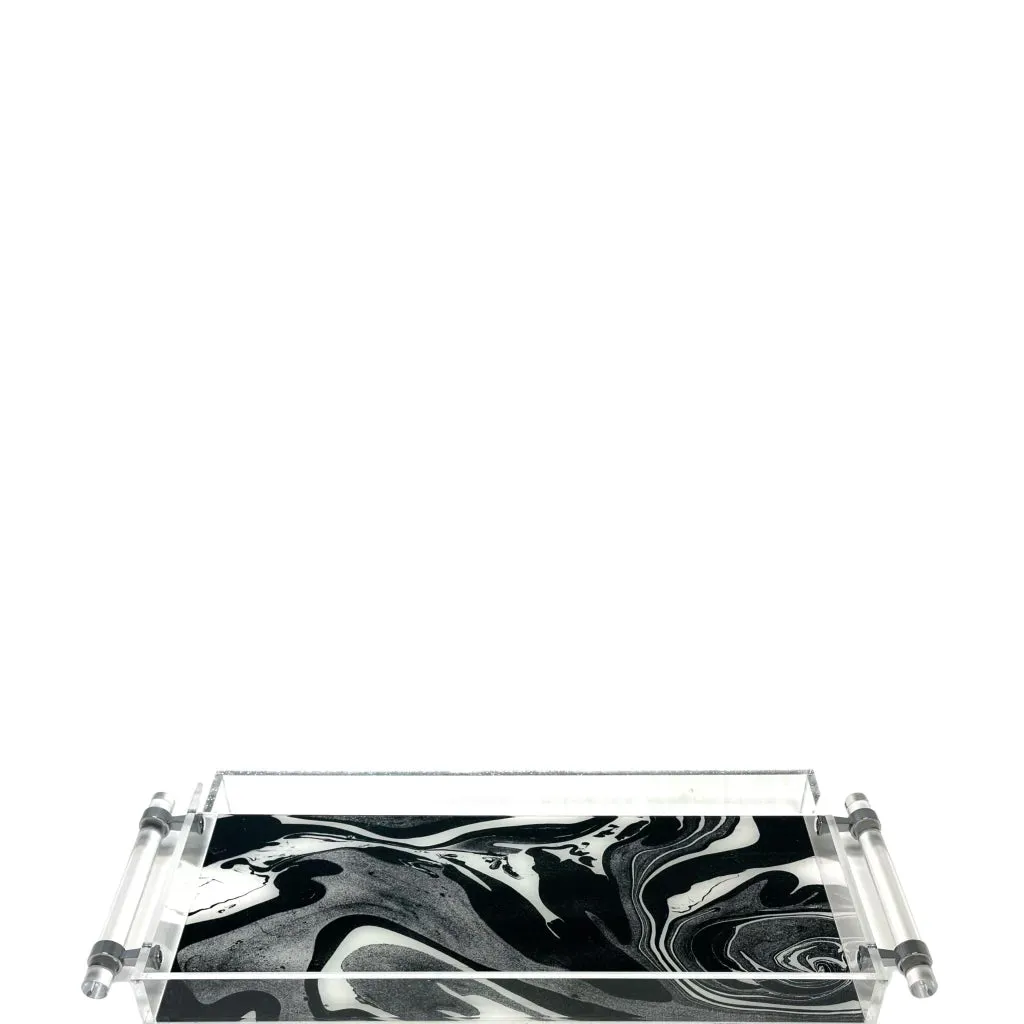 Black and White Swirl Acrylic Tray