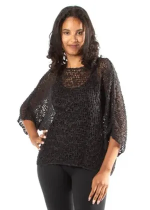 BLACK POPCORN KNIT TOP