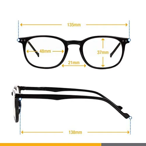 Blue Light Blocking Glasses - Computer Screen Bluelight Protection - Anti UV Glare - Buxton Model ( 2.0, Black)