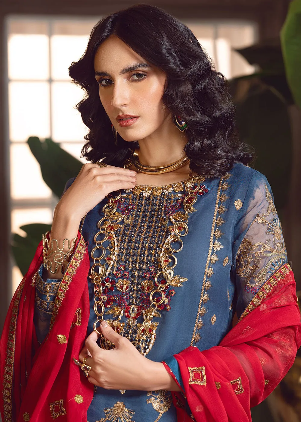 Blue Pakistani Organza Suit | Emaan Adeel | Le Festa Formal Edit 7 | LF-703