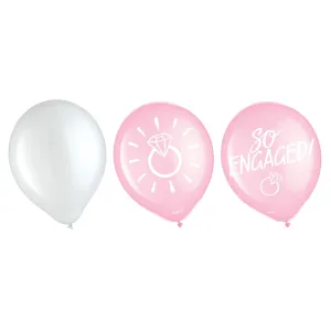 Blush & White Engagement Latex Balloons 12" | 15 ct