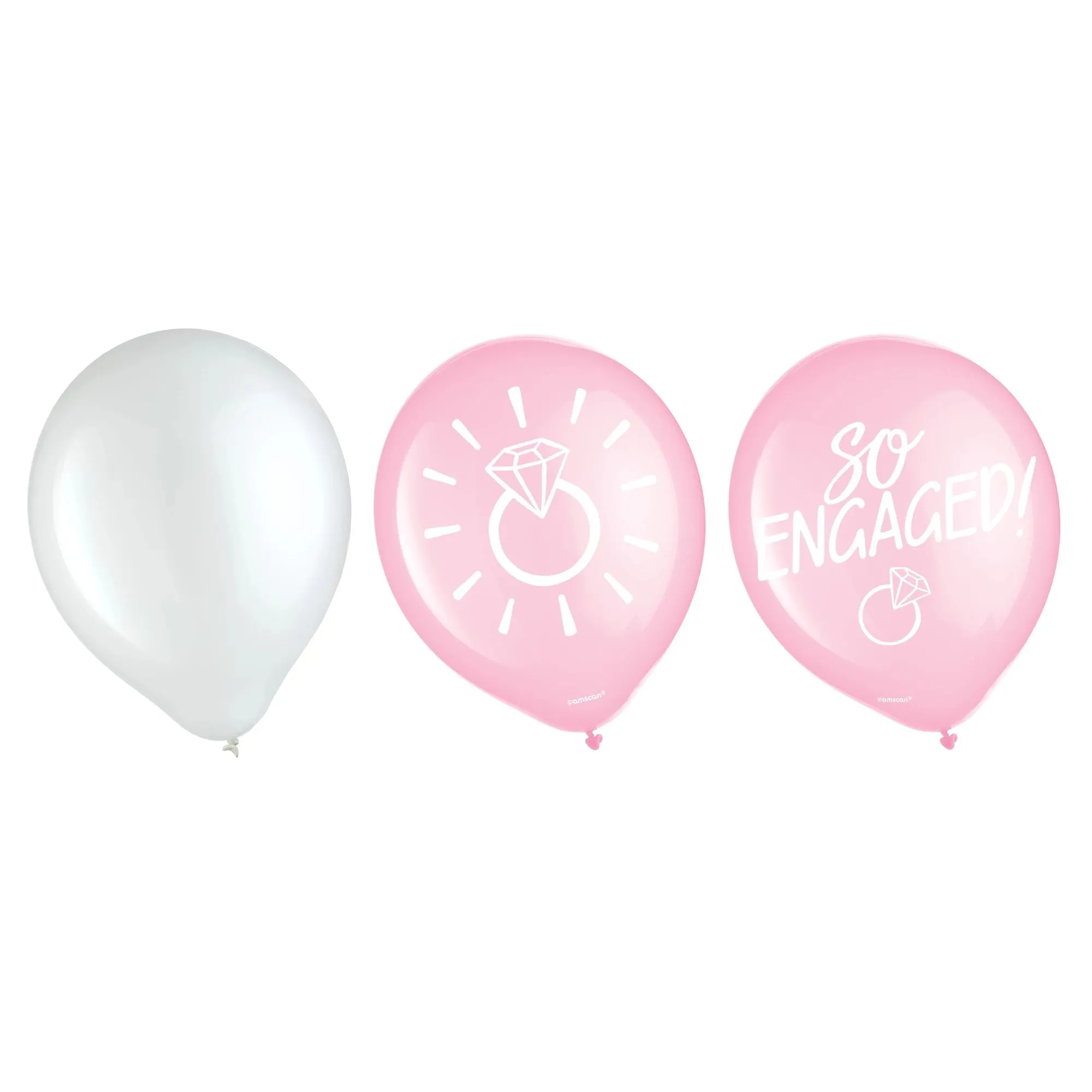 Blush & White Engagement Latex Balloons 12" | 15 ct