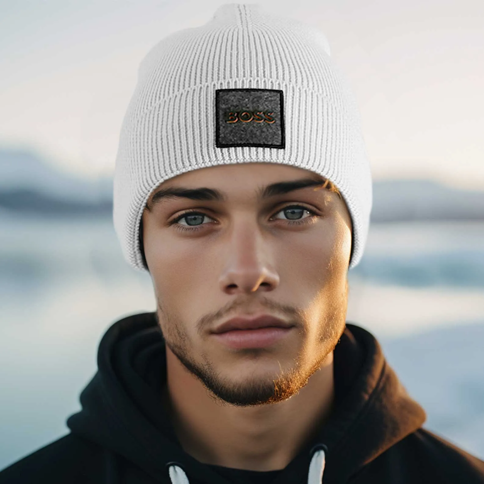 BOSS Foxxy Beanie Hat in Light Grey