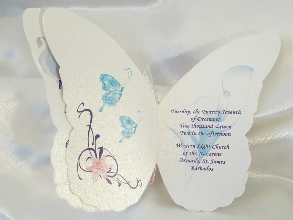 Butterfly Cutout Wedding Invitation/calla lily's