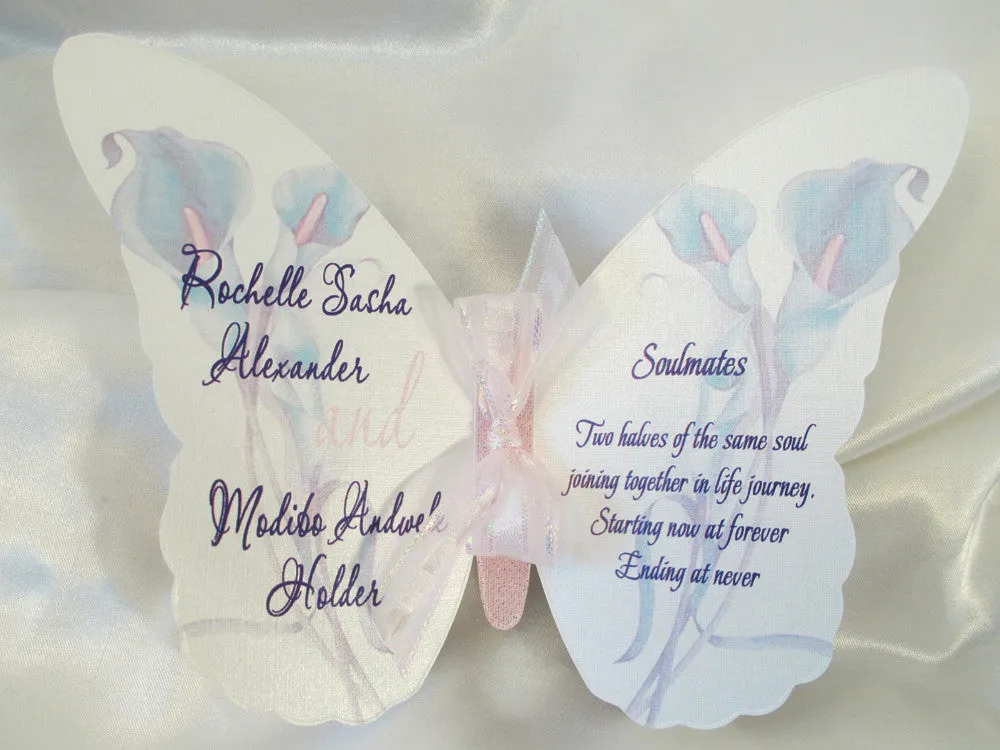 Butterfly Cutout Wedding Invitation/calla lily's