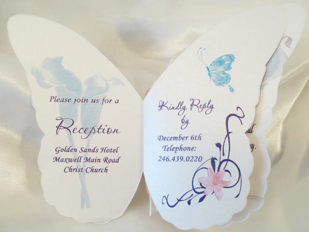 Butterfly Cutout Wedding Invitation/calla lily's