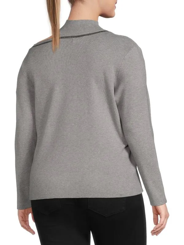 Calvin Klein plus sweater with cutouts, gray