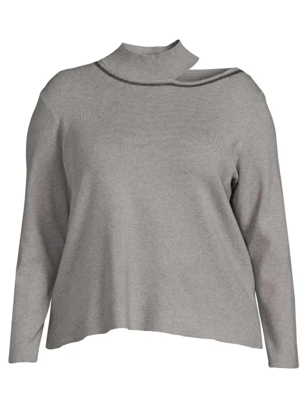 Calvin Klein plus sweater with cutouts, gray