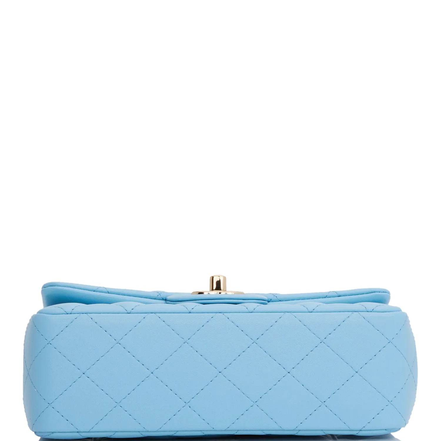 Chanel Mini Rectangular Flap Bag Blue Lambskin Light Gold Hardware