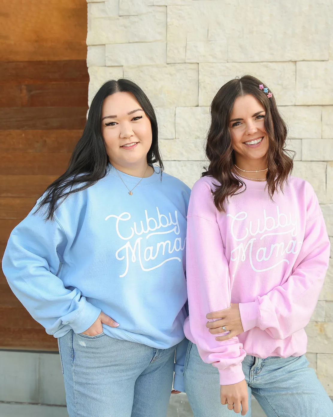 Crewneck Sweatshirt - Cubby Mama - Light Blue