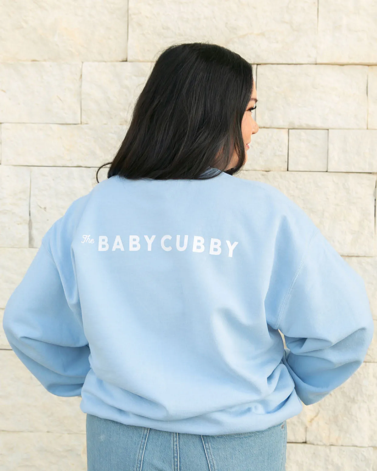 Crewneck Sweatshirt - Cubby Mama - Light Blue