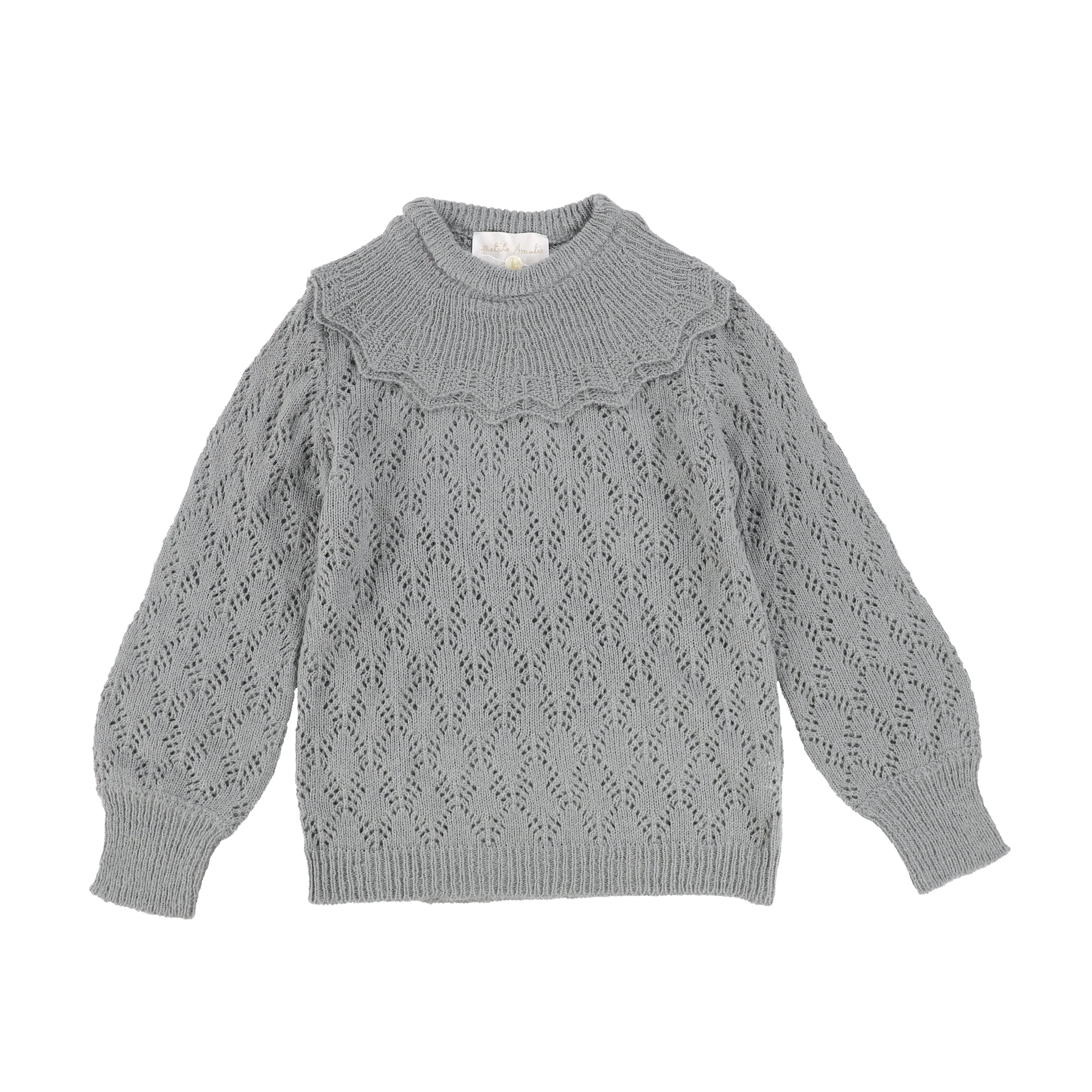 CROCHET SWEATER.4017-BLUE GREY