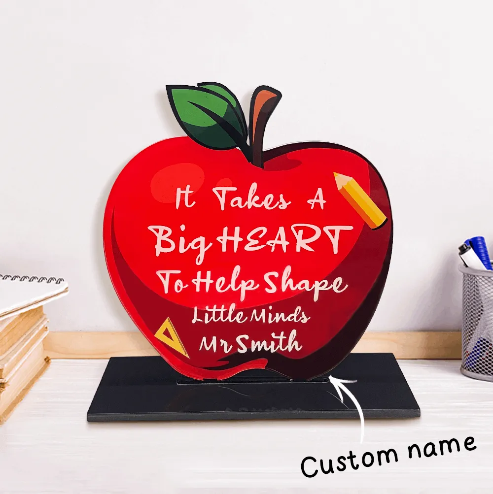 Custom Apple Teacher Desk Sign Teacher Appreciation Acrylic Plaque