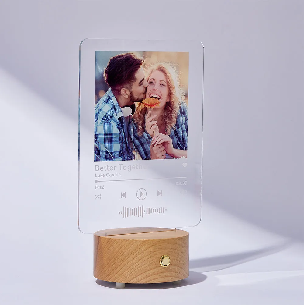 Custom Photo Music Plaque Night Light Bluetooth Speaker Scannable Code Lamp - 6*8 inches