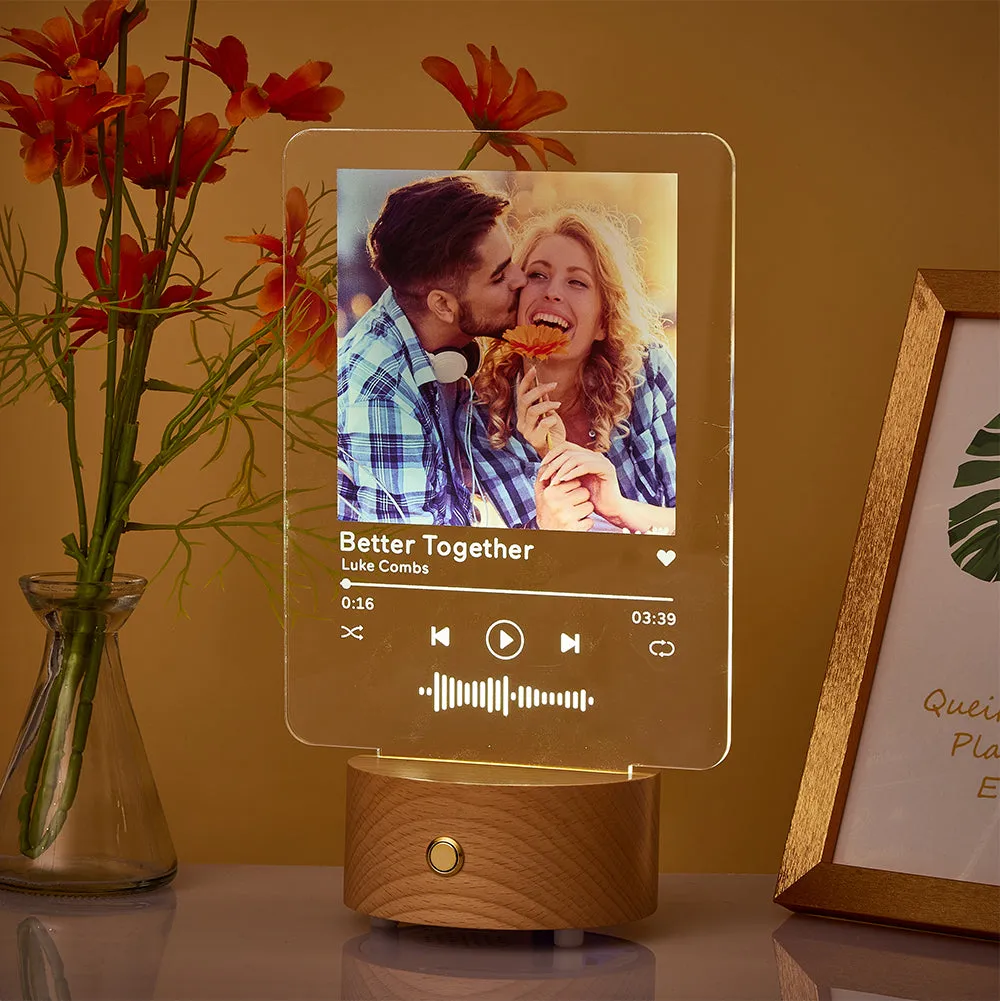 Custom Photo Music Plaque Night Light Bluetooth Speaker Scannable Code Lamp - 6*8 inches