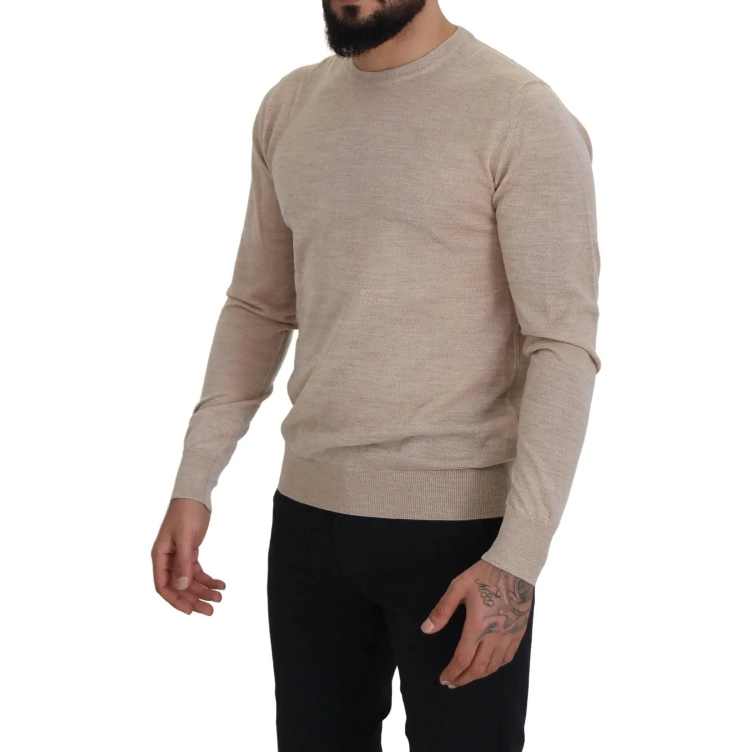 Dolce & Gabbana Elegant Beige Crewneck Wool Sweater