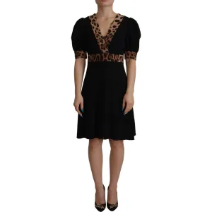 Dolce & Gabbana Elegant Black V-Neck A-Line Dress