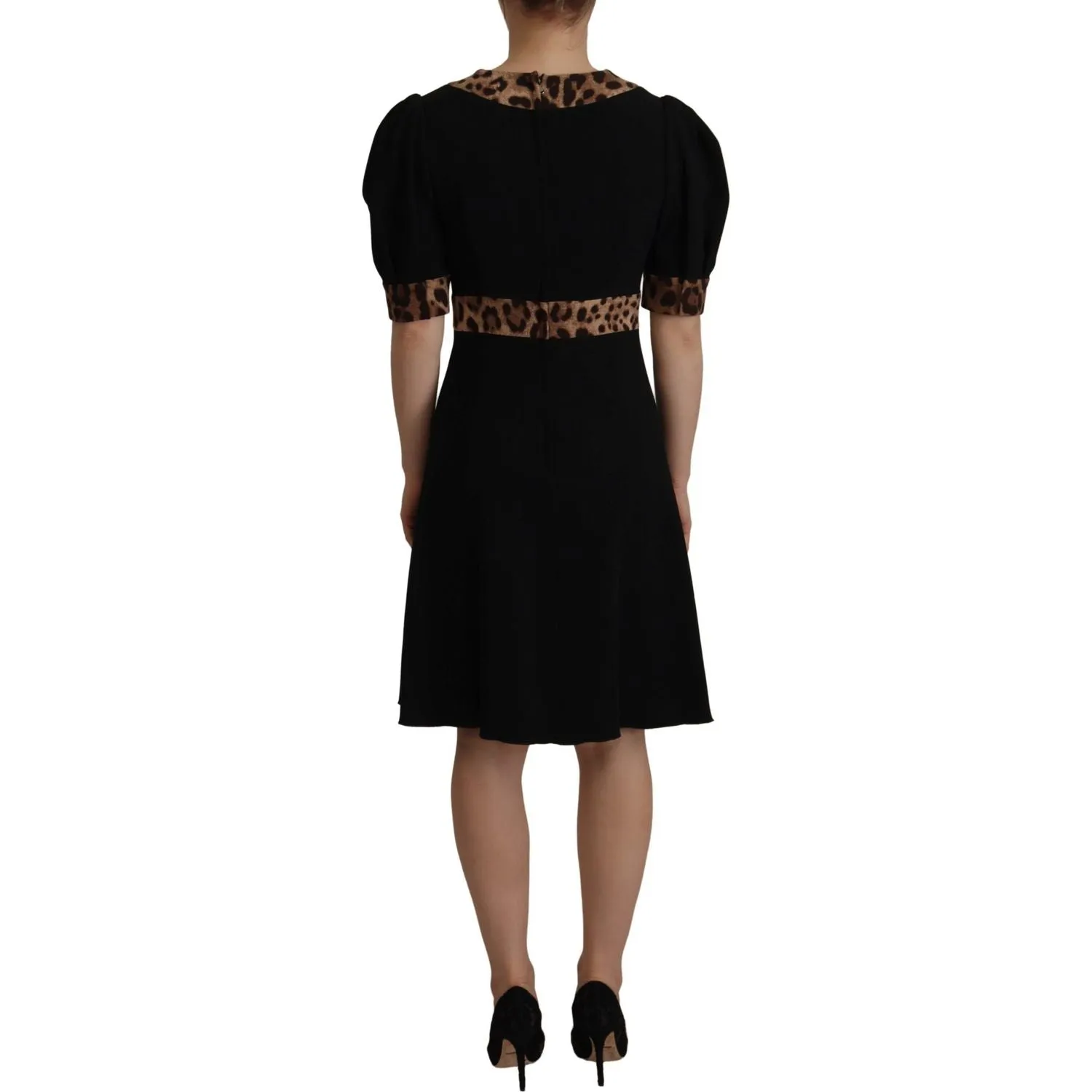 Dolce & Gabbana Elegant Black V-Neck A-Line Dress