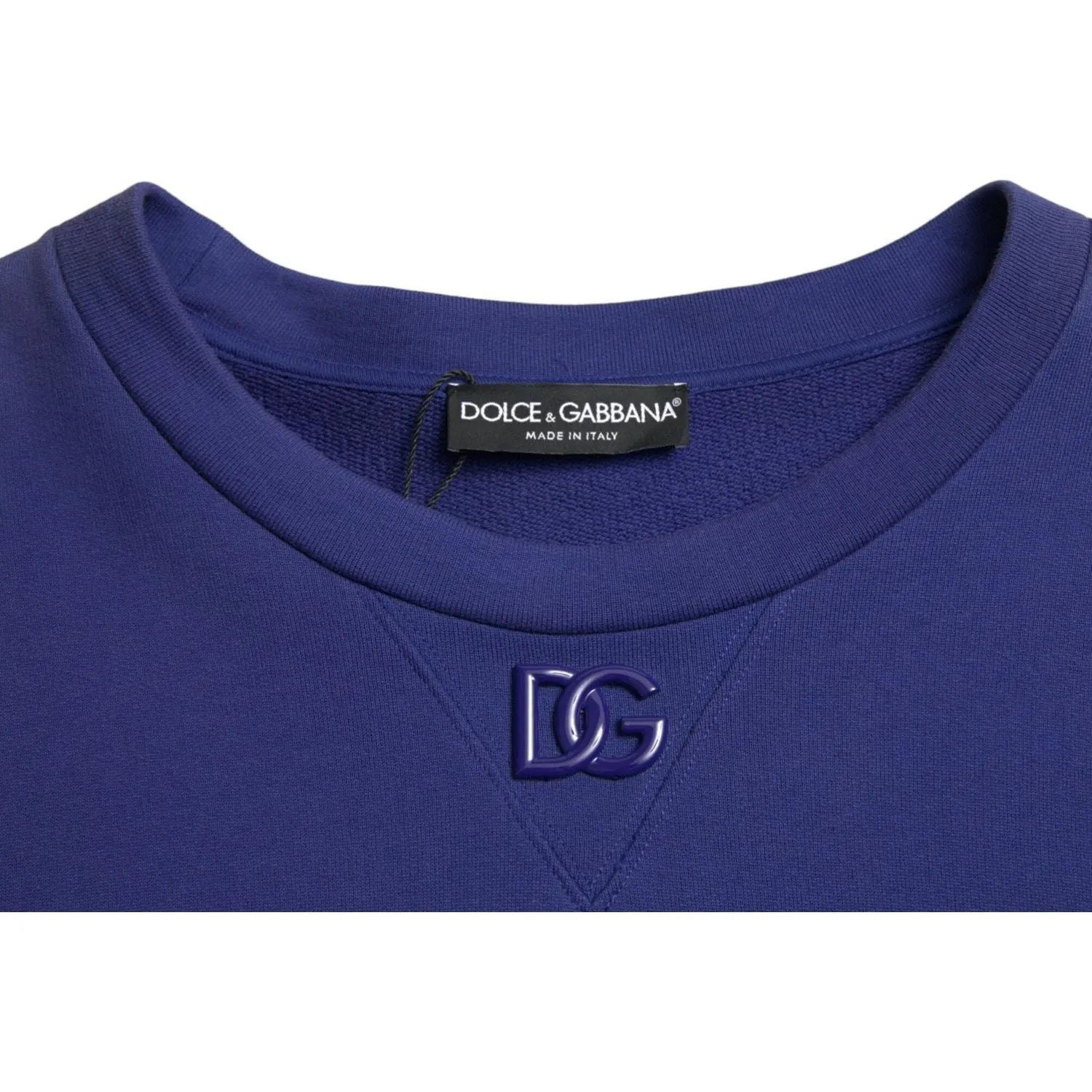 Dolce & Gabbana Royal Blue Cotton Crewneck Sweater