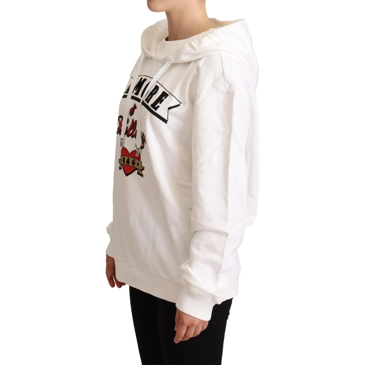 Dolce & Gabbana White L'Amore Motive Hooded Sweater