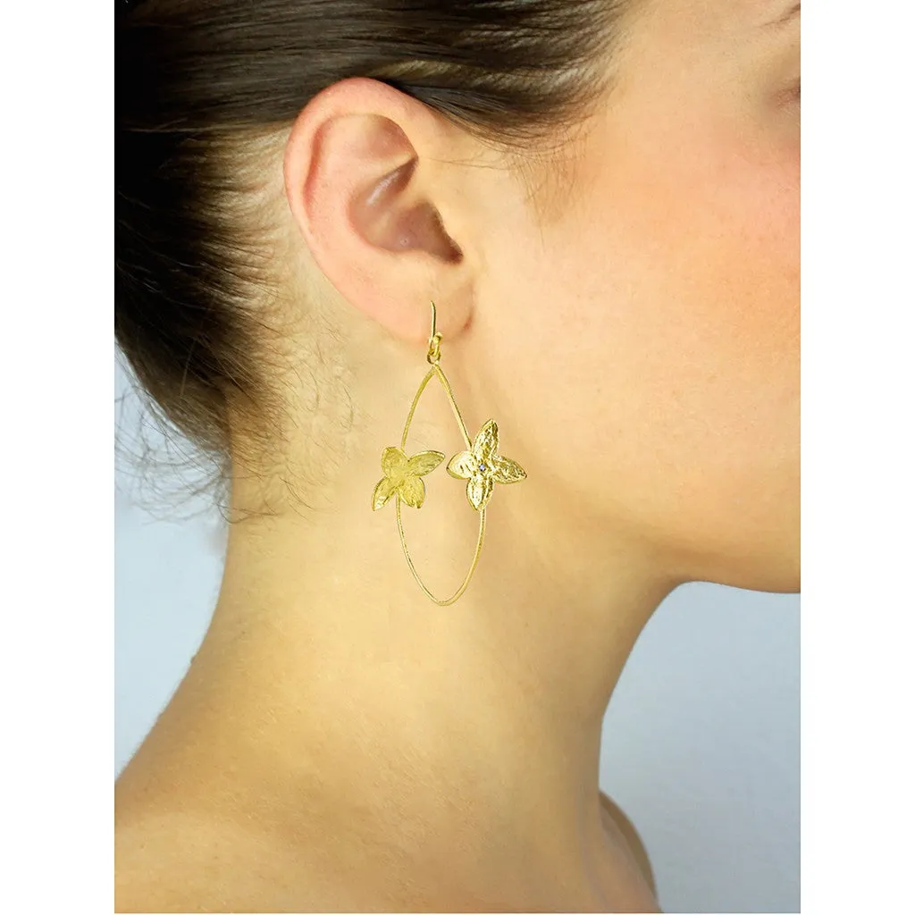 Double Jasmine Gold Hoops