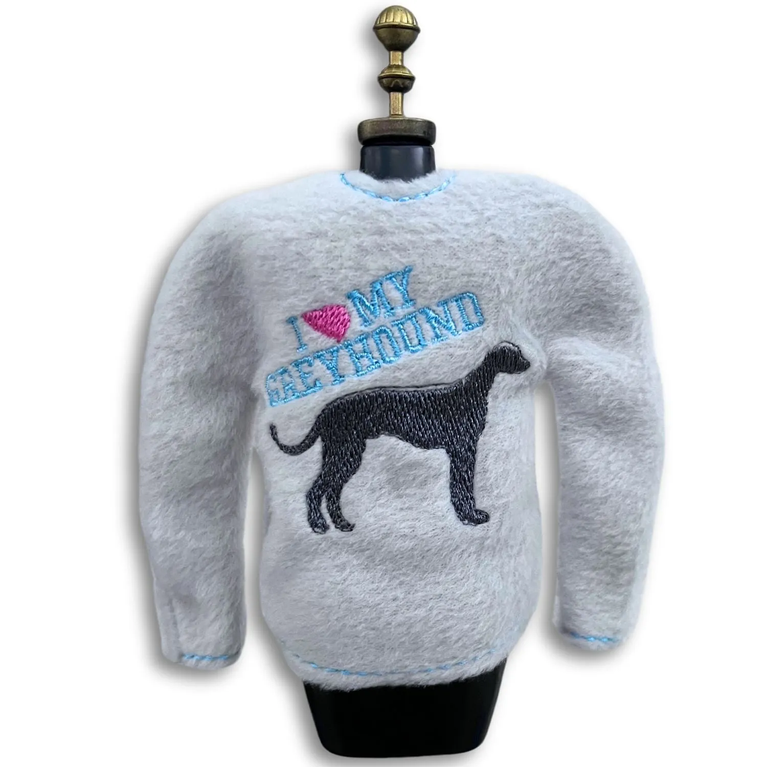 Elf Sweater I Love My Greyhound Light Grey