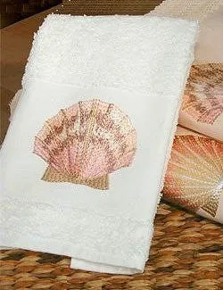 Embroidered Sea Scallop Towels