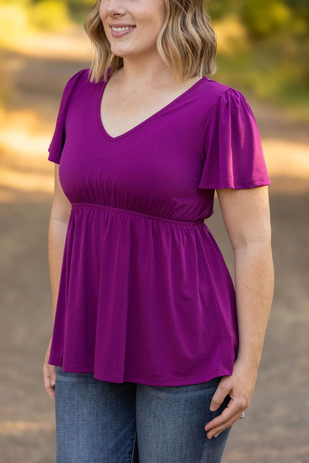 Emery Ruffle Top - Purple by Michelle Mae