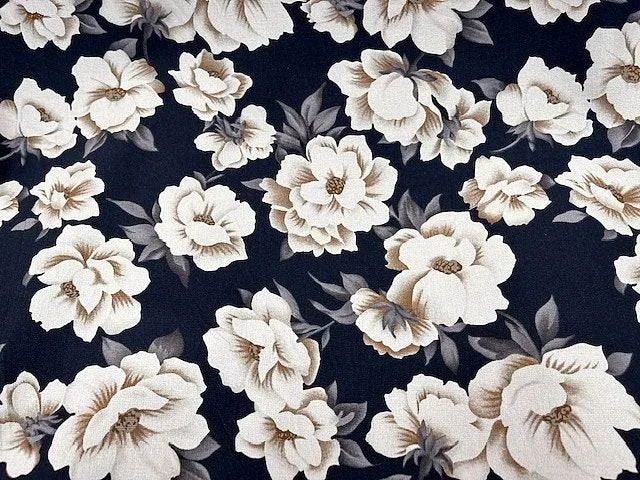 Flowery Beige  - Stretch Cotton