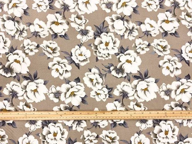 Flowery Beige  - Stretch Cotton