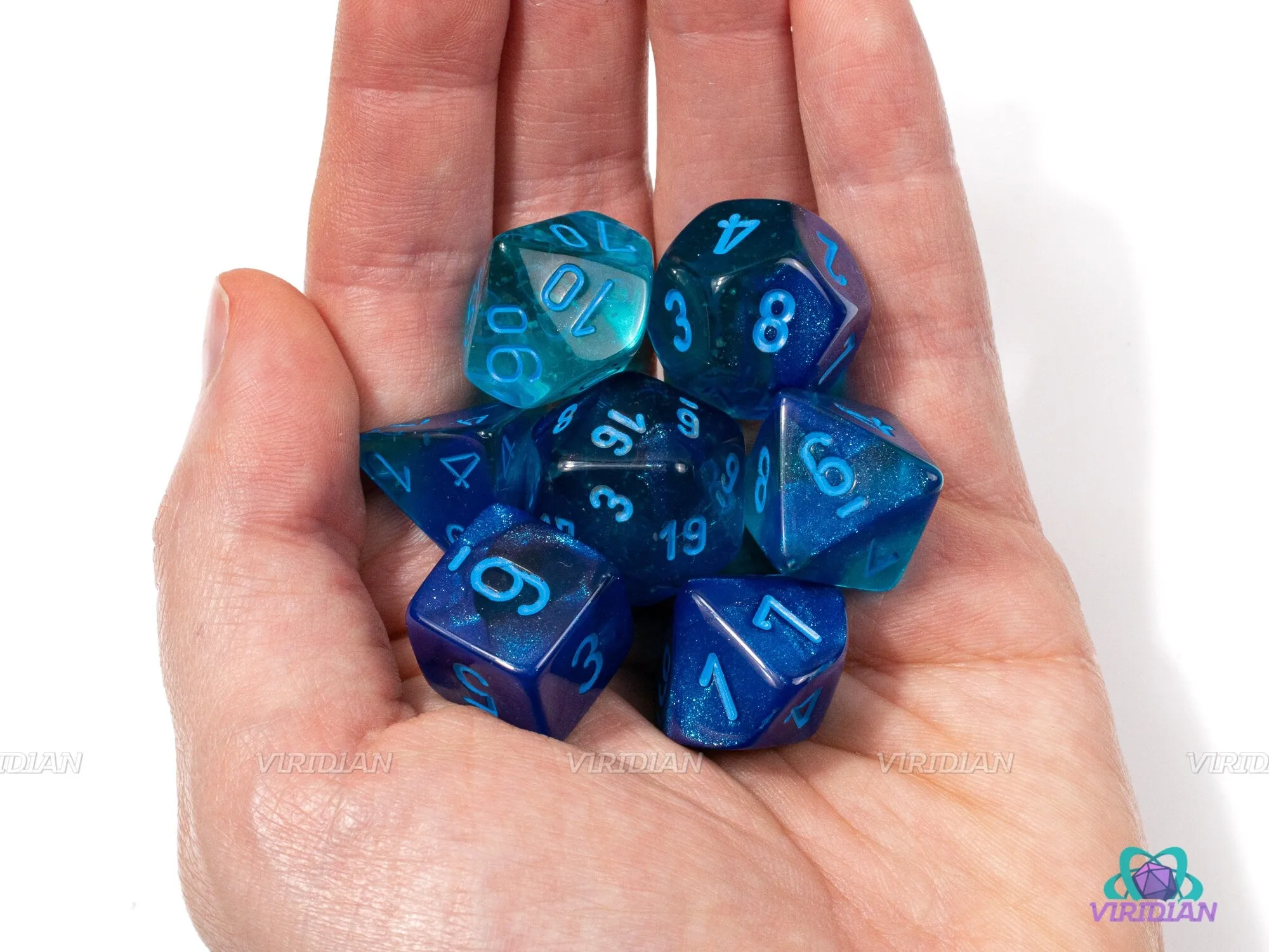 Gemini Blue & Light Blue Luminary | Chessex Dice Set (7)