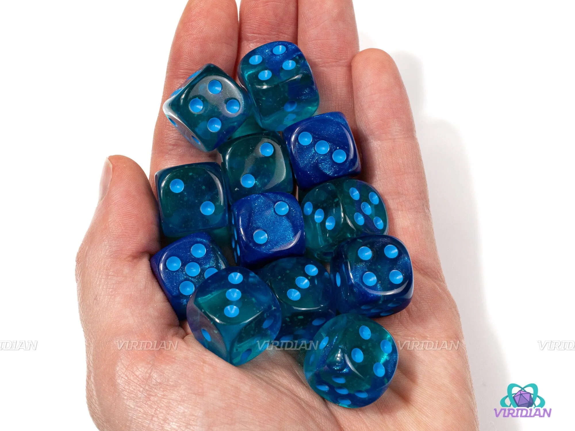 Gemini Blue & Light Blue Luminary | D6 Block | Chessex Dice (12)